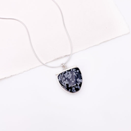 Snowflake Obsidian Horizon Necklace No. 01