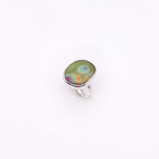 Mini Ruby in Fuchsite Ring No. 05 | Size 7