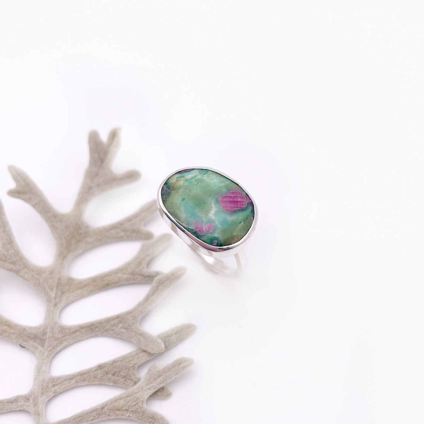 Mini Ruby in Fuchsite Ring No. 03 | Size 9