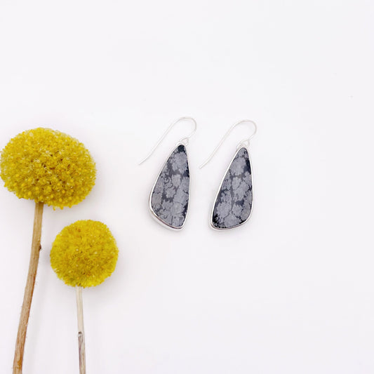 Snowflake Obsidian Dangle Earring