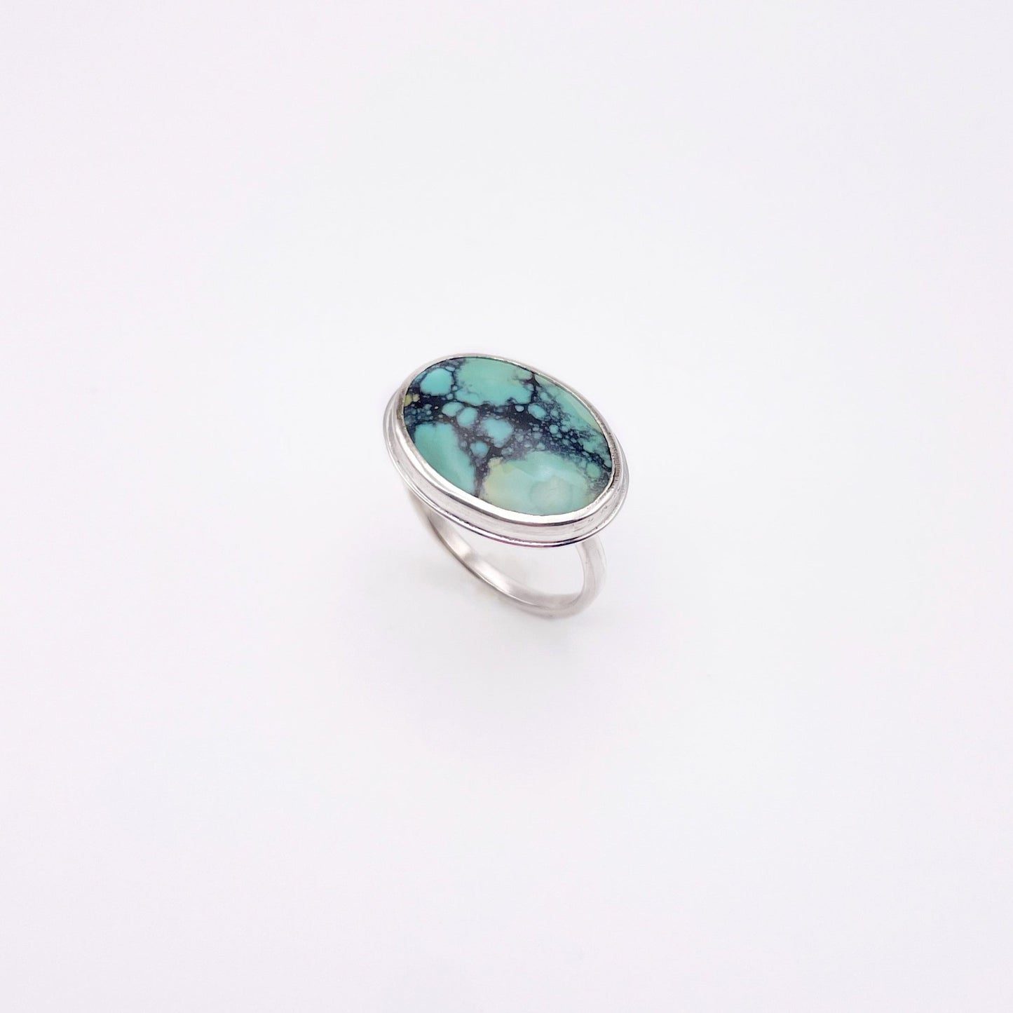 Large Horizontal Oval Turquoise Ring | Size