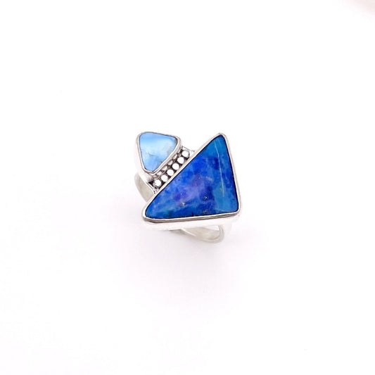 Denim Lapis & Golden Hills Triangle Duo Ring | Size 5.5