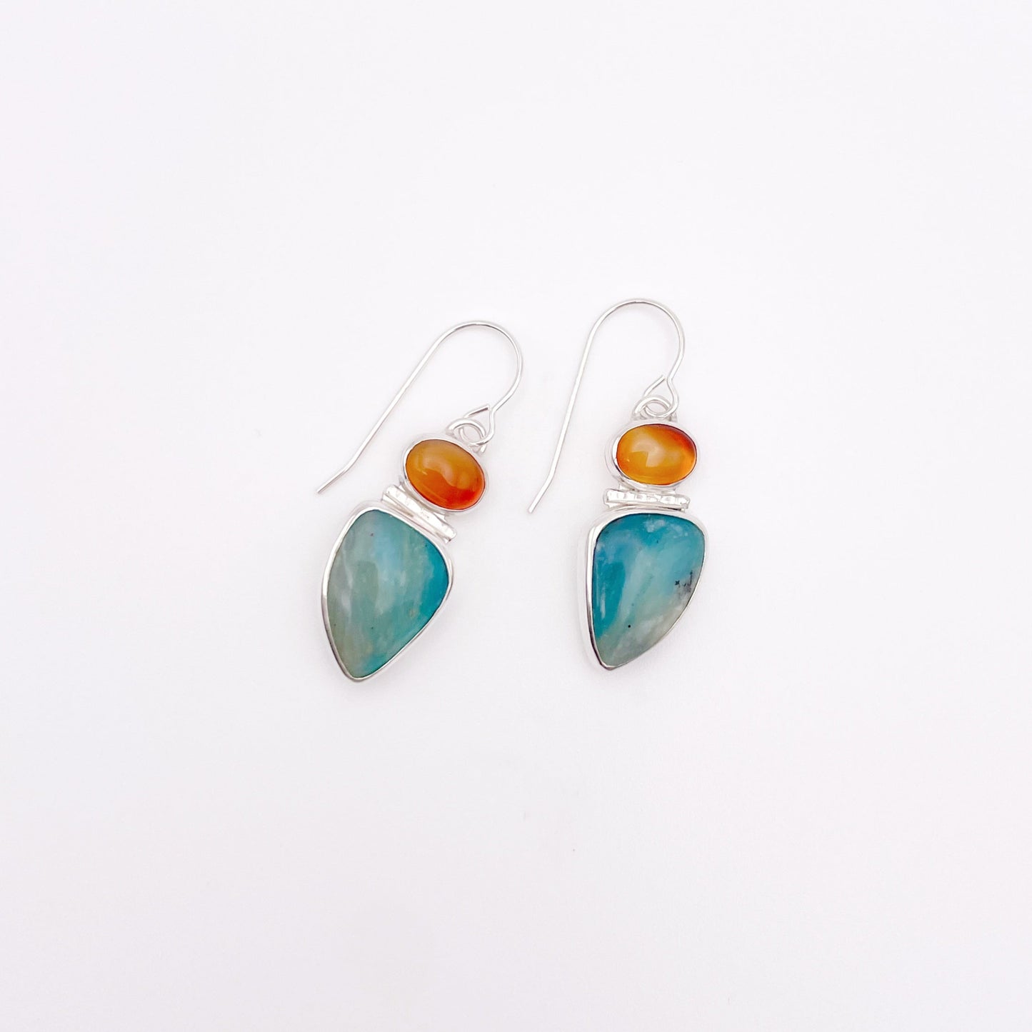 Peruvian Opal & Carnelian Duo Dangle Earring