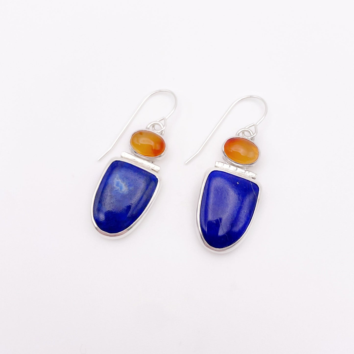 Lapis Lazuli & Carnelian Duo Dangle Earring
