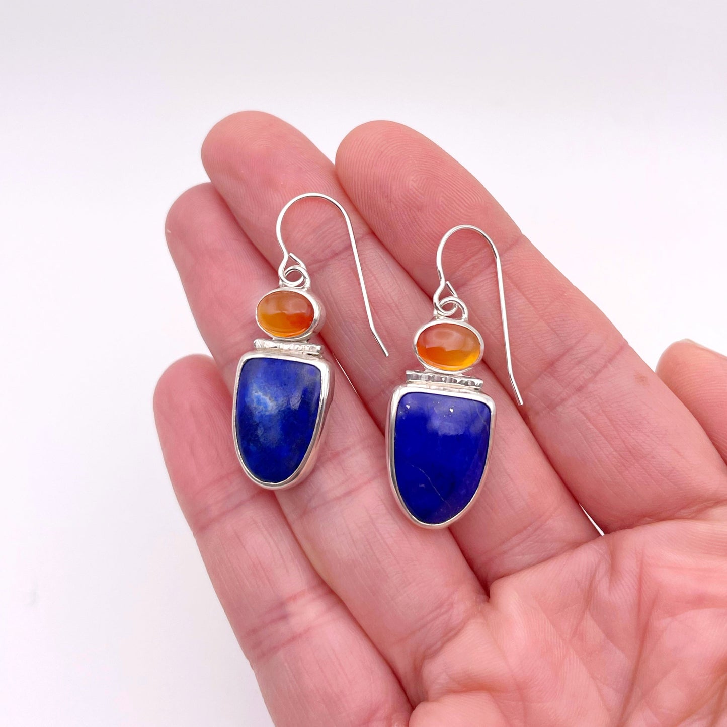 Lapis Lazuli & Carnelian Duo Dangle Earring