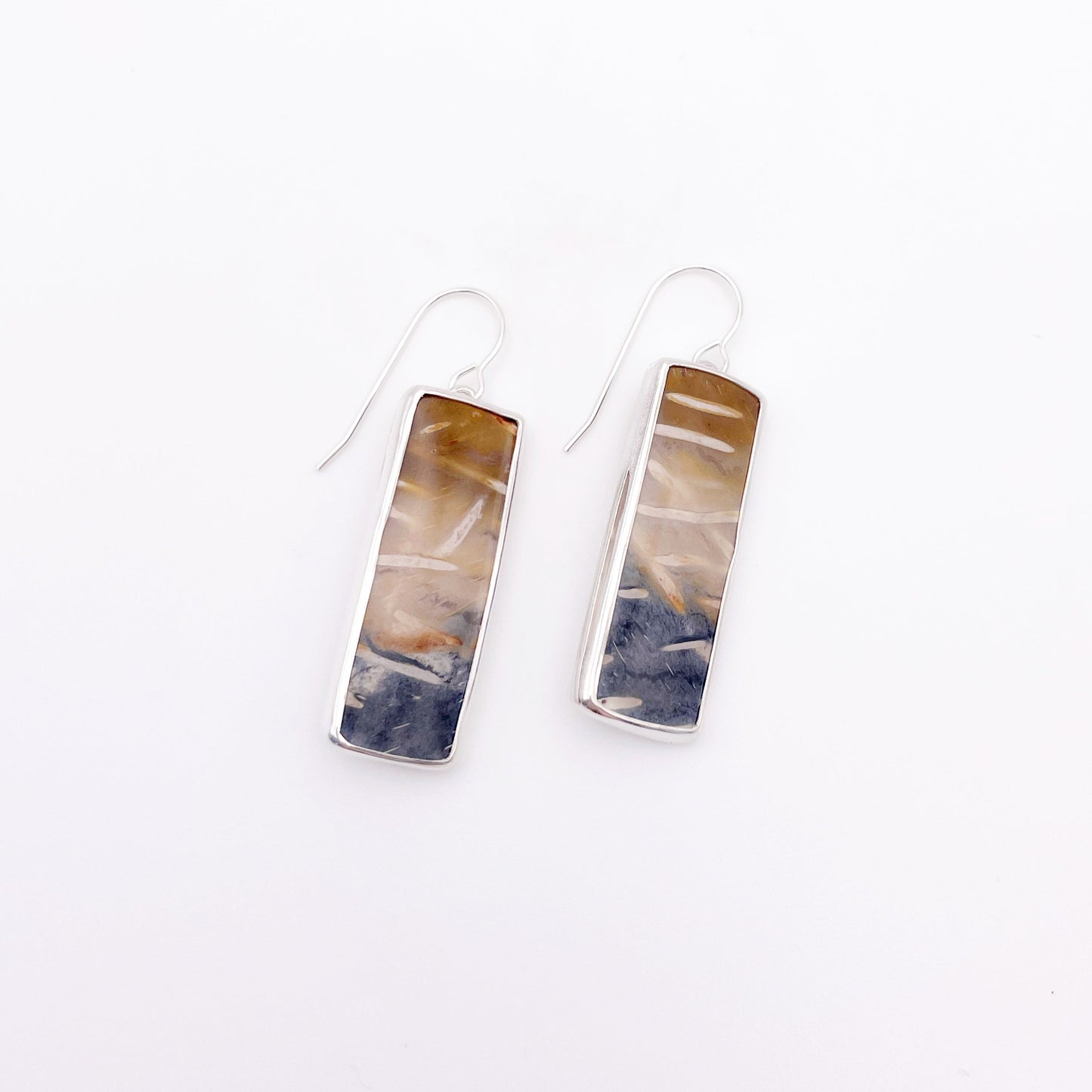 Petrified Wood Teardrop Earring No. 02