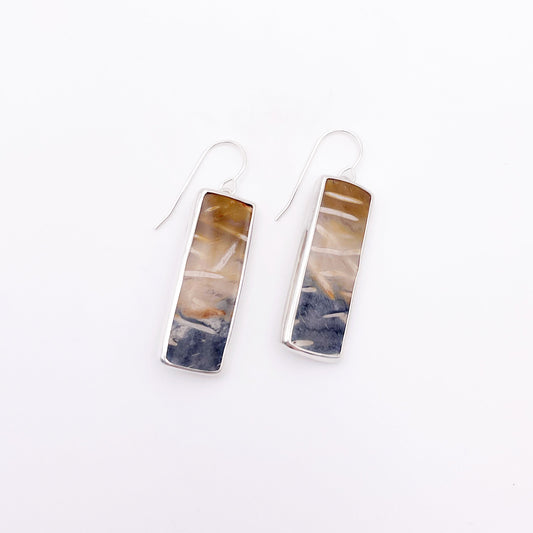 Petrified Wood Teardrop Earring No. 02