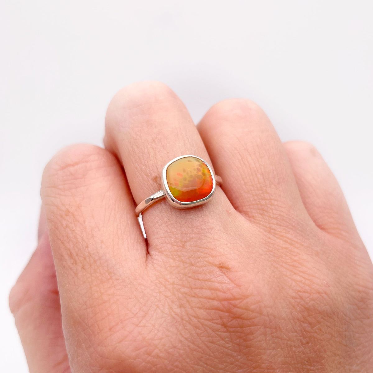 Fire Opal Dainty Ring No. 06 | Size 7