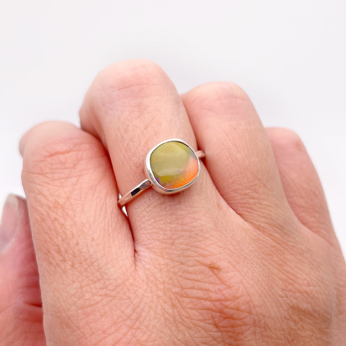 Fire Opal Dainty Ring No. 07 | Size 8.25