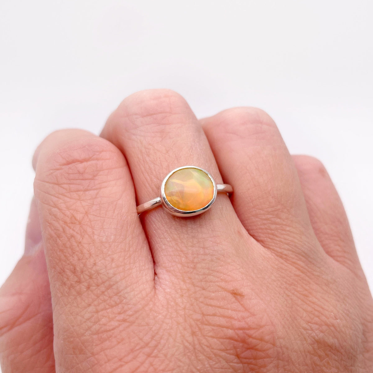 Fire Opal Dainty Ring No. 09 | Size 10