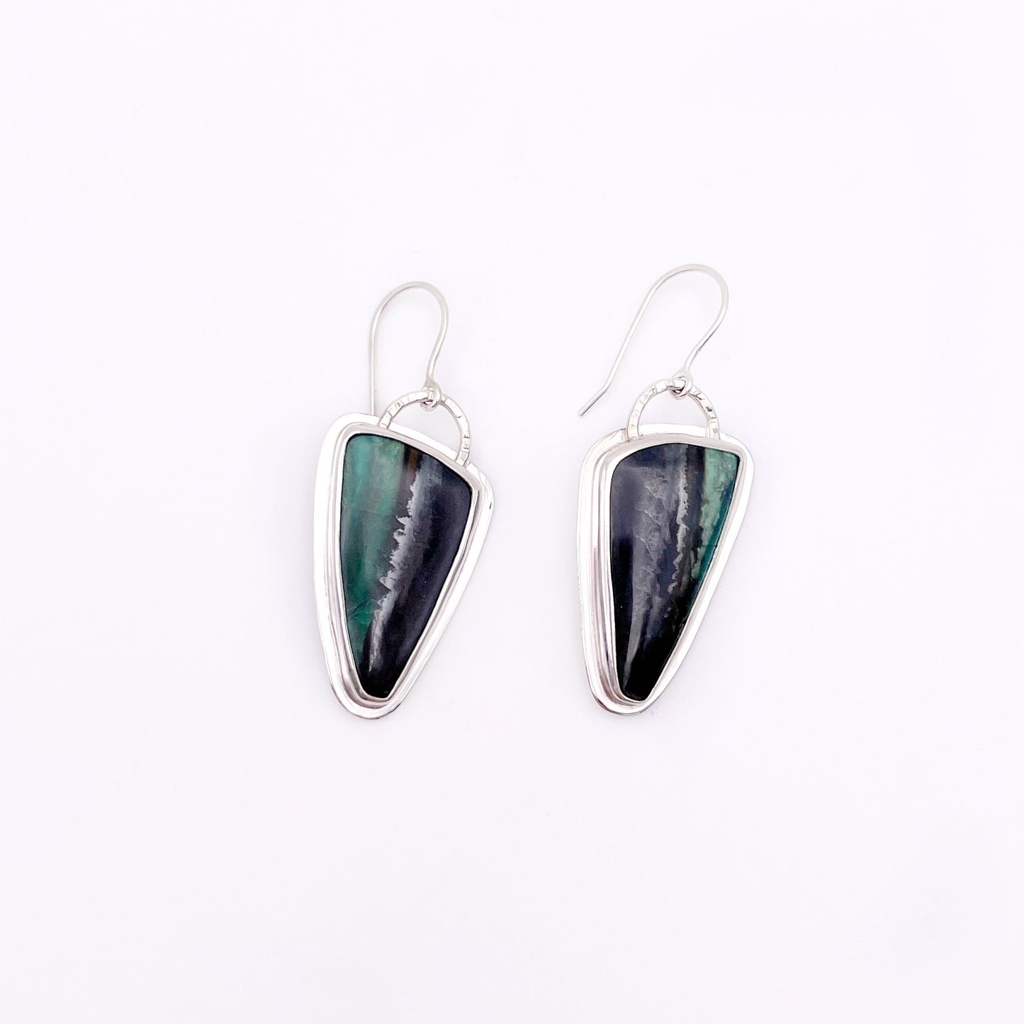 Blue Opalized Petrified Wood Earring No. 03