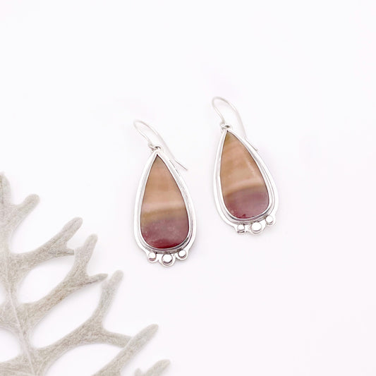 Petrified Wood Teardrop Earring No. 01