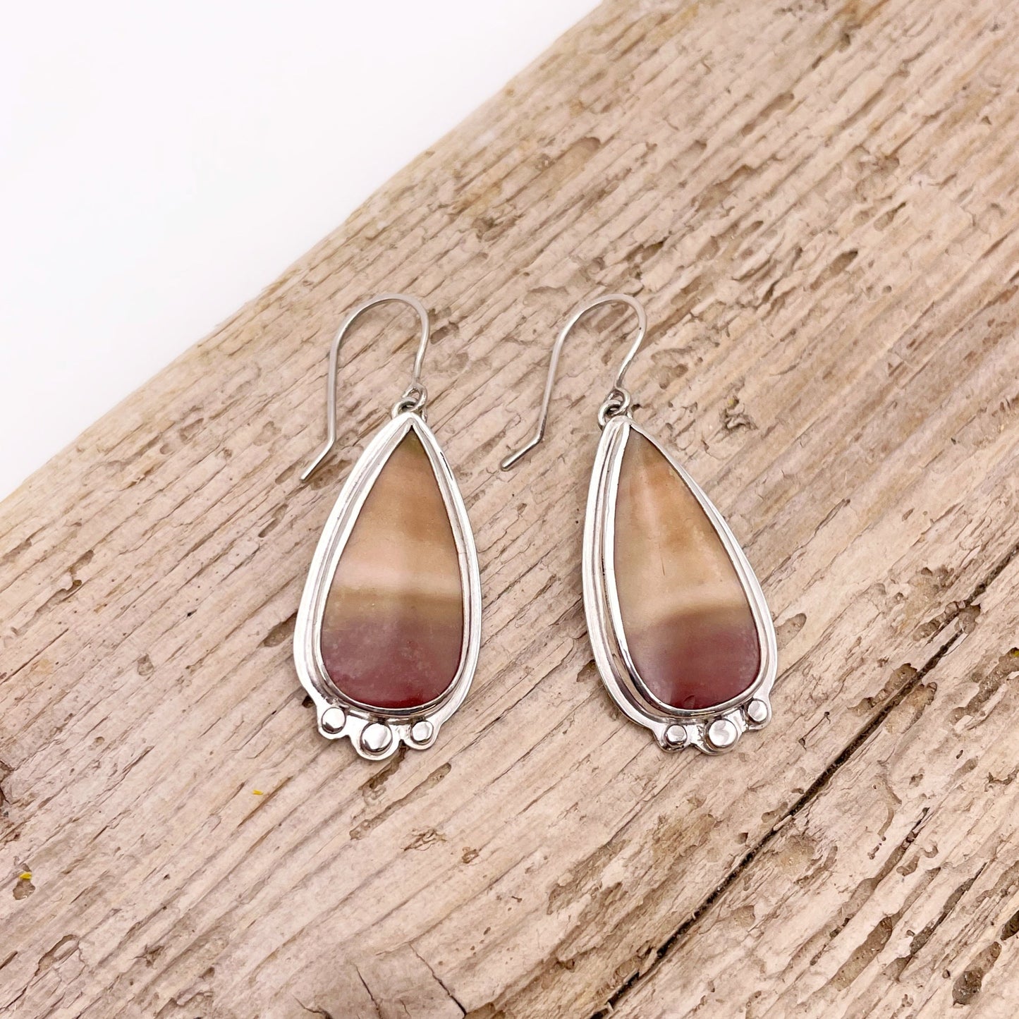 Petrified Wood Teardrop Earring No. 01