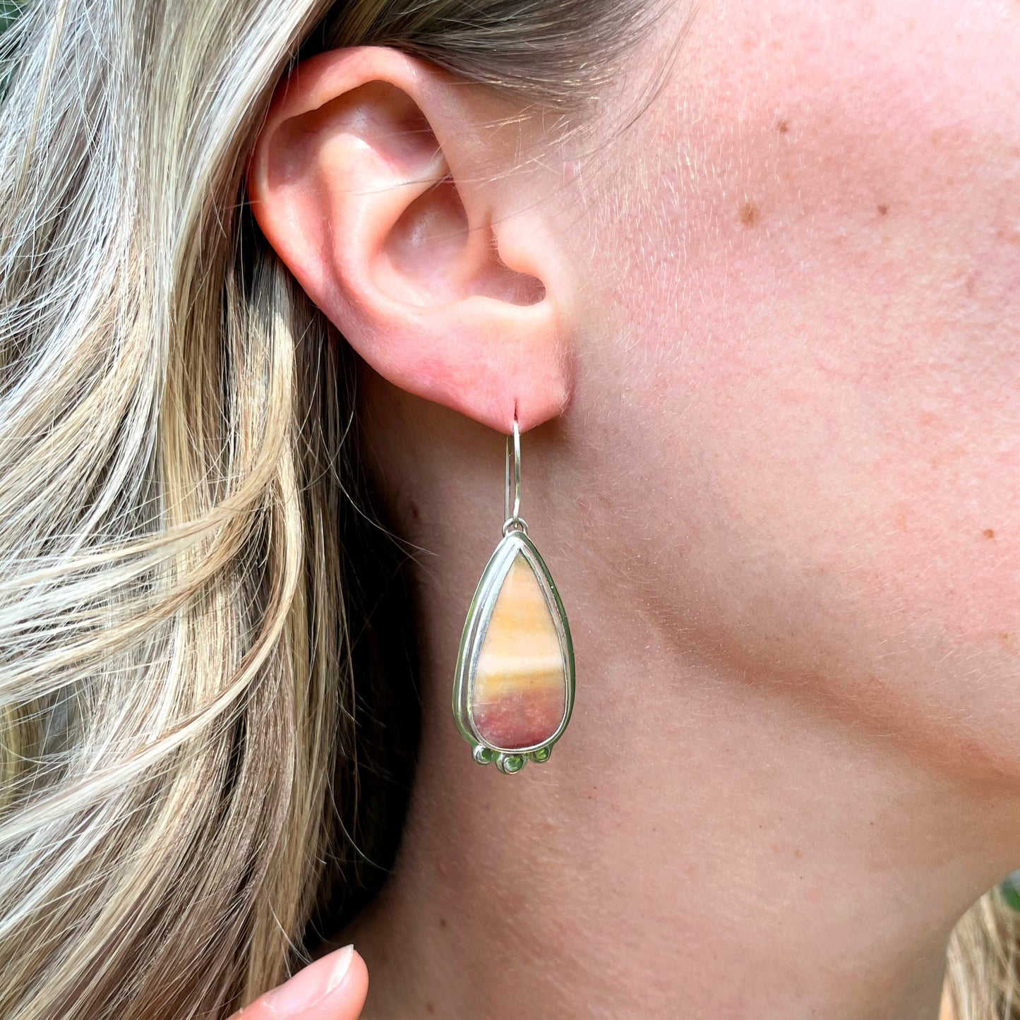 Petrified Wood Teardrop Earring No. 01