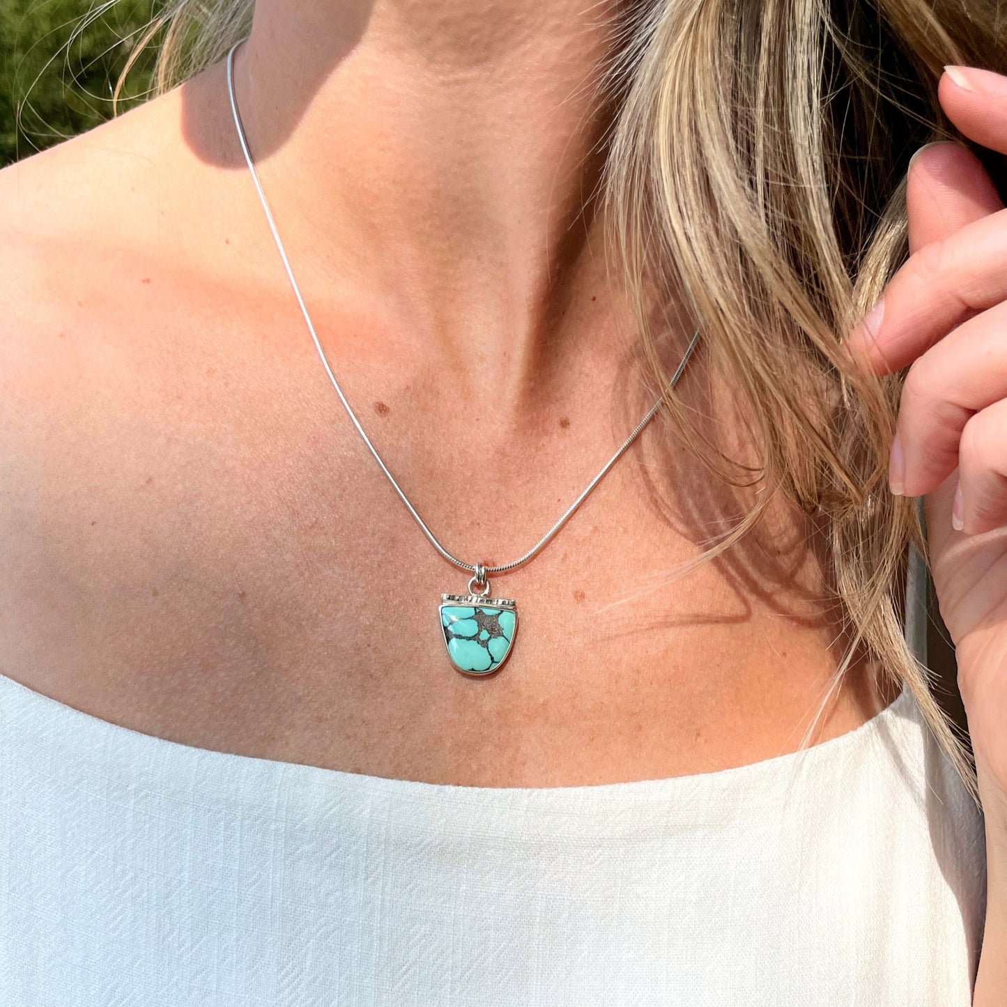 Spiderweb Turquoise Horizon Necklace No. 1