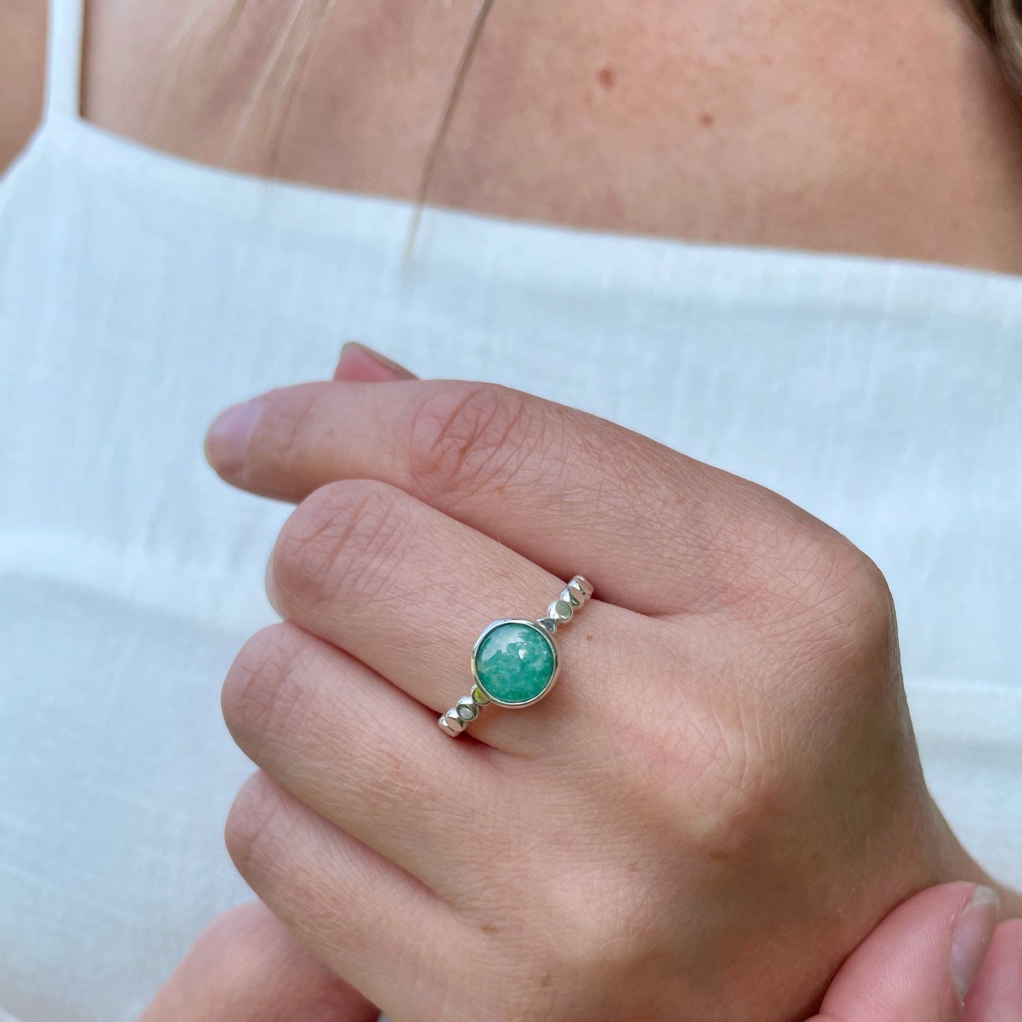 Aventurine Pebble Stacking Ring | Size 10