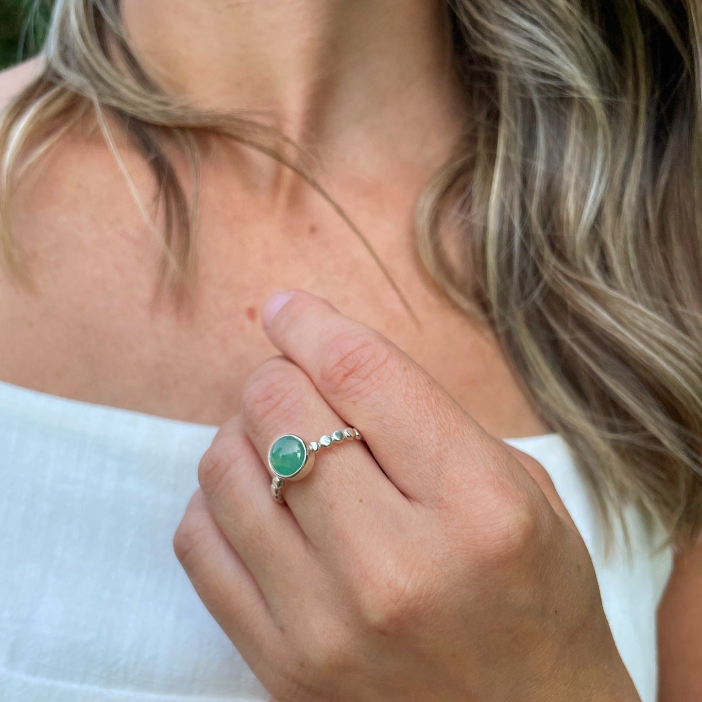 Aventurine Pebble Stacking Ring | Size 9