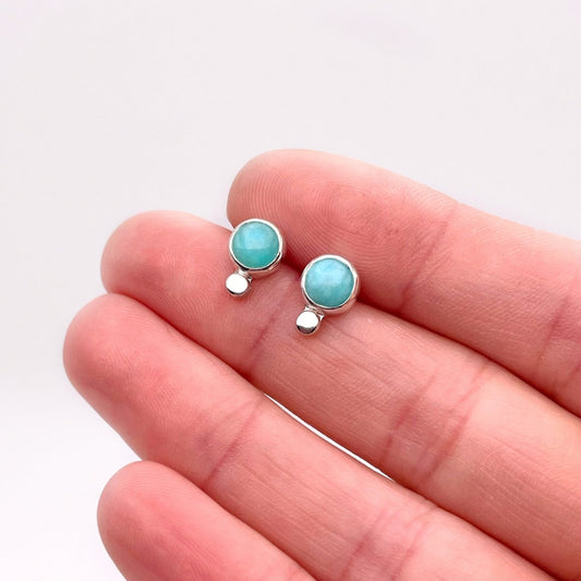 Amazonite Round Dot Stud