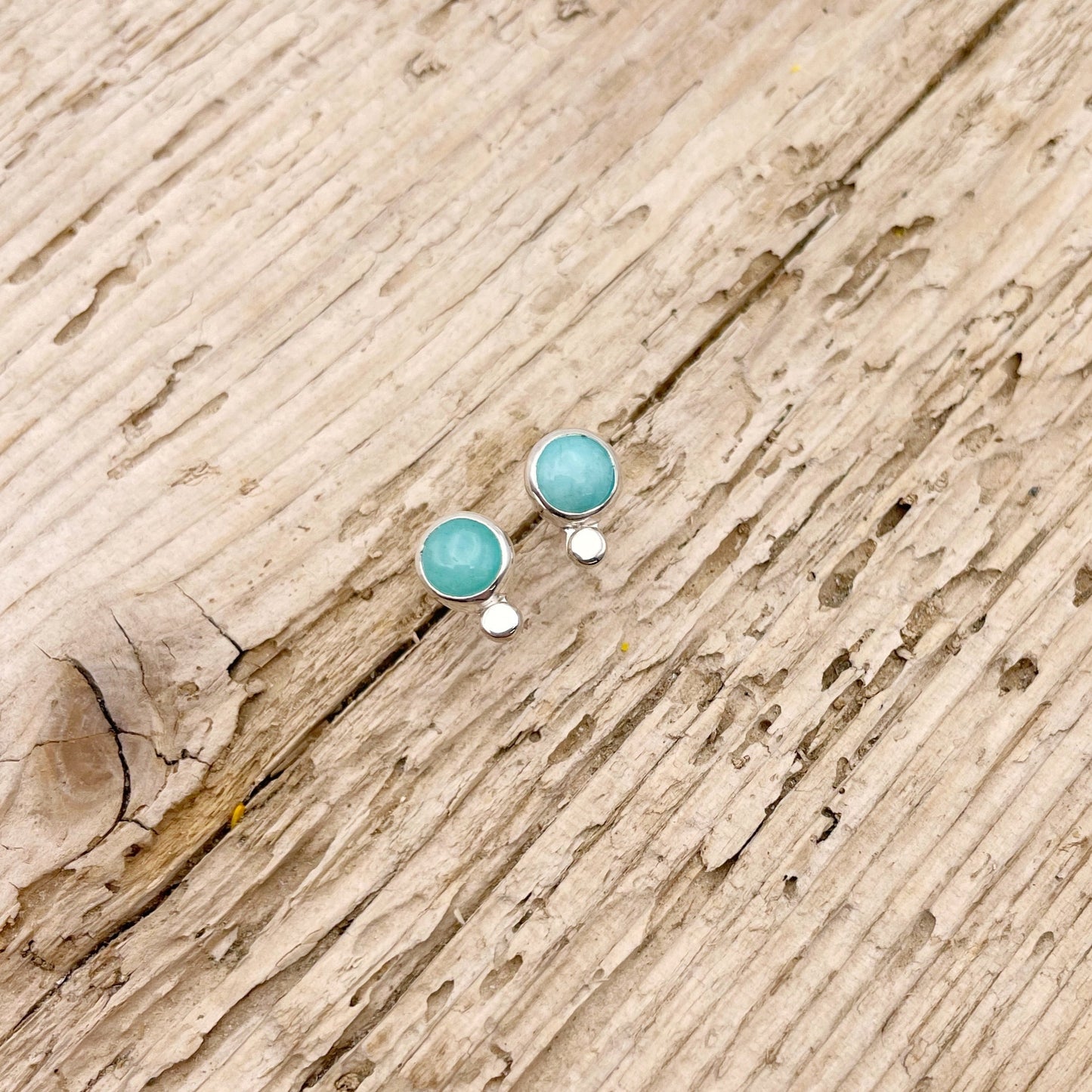 Amazonite Round Dot Stud