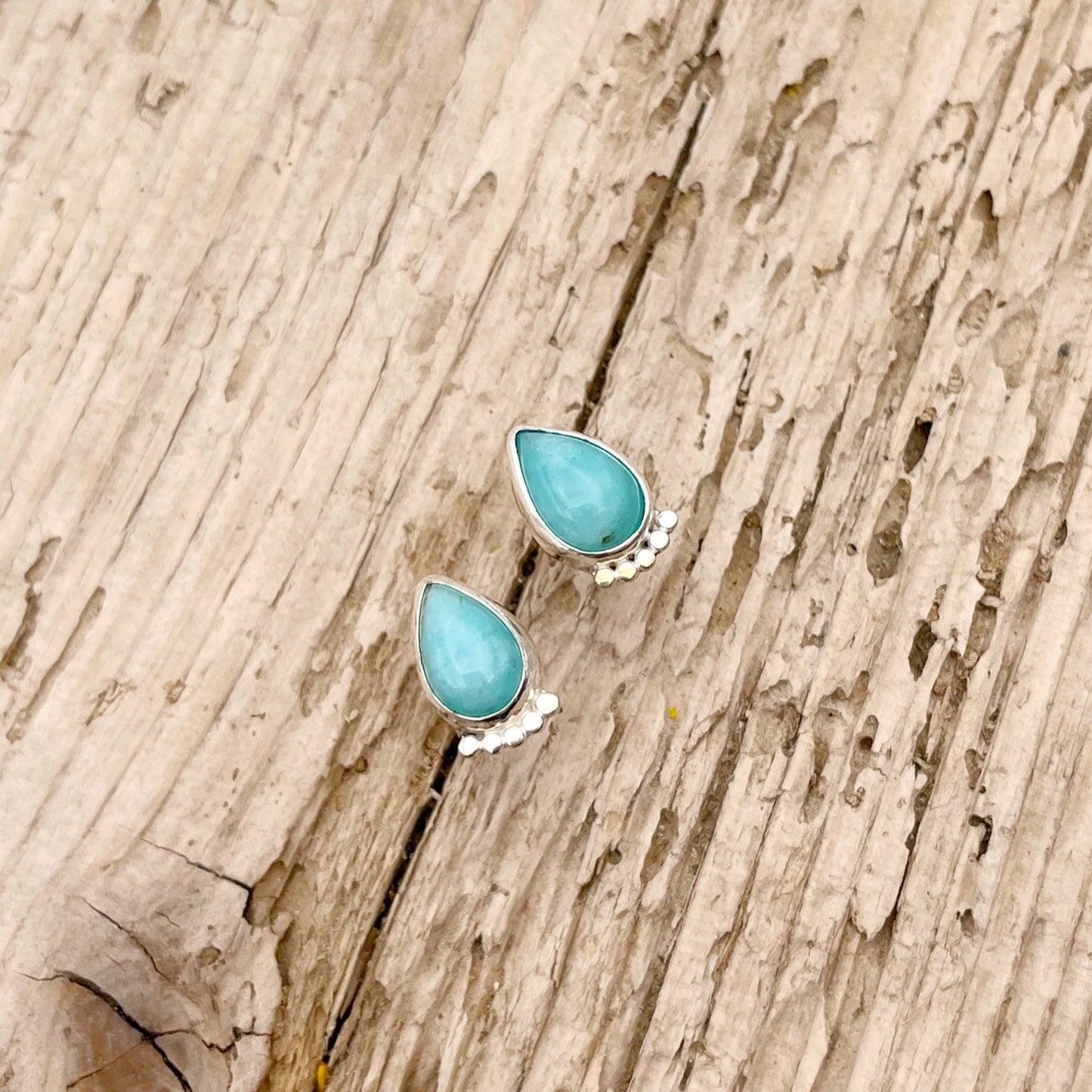 Amazonite Teardrop Dottie Stud