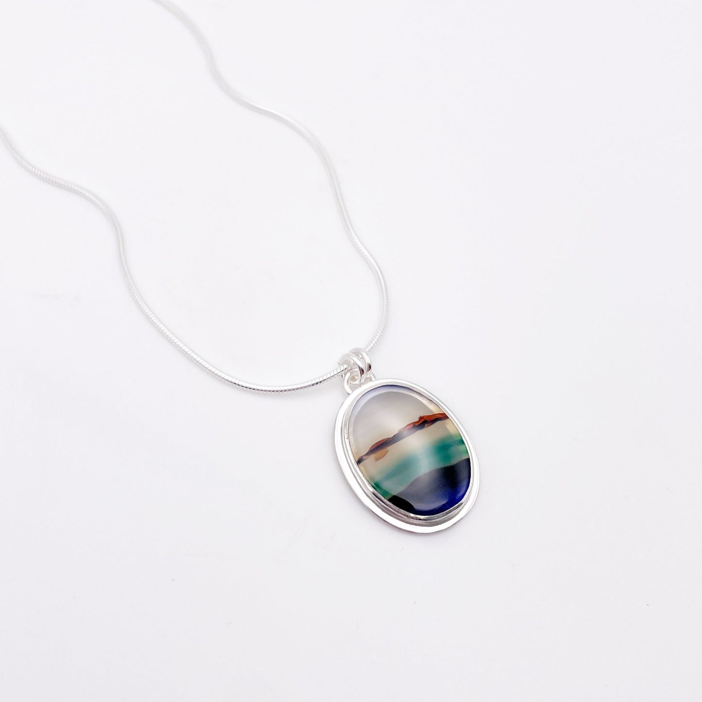 Landscape Agate Pendant Necklace No. 01