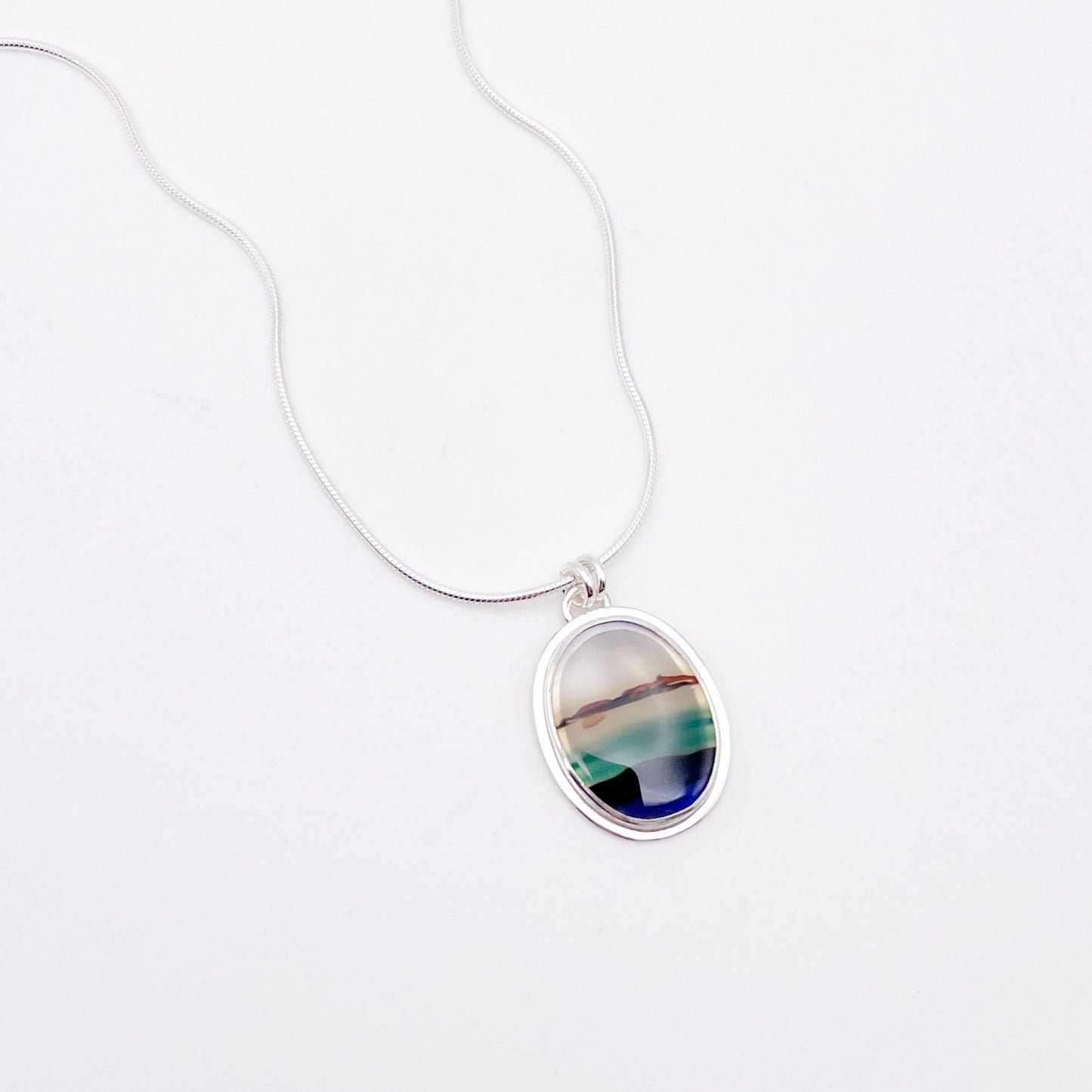 Landscape Agate Pendant Necklace No. 01