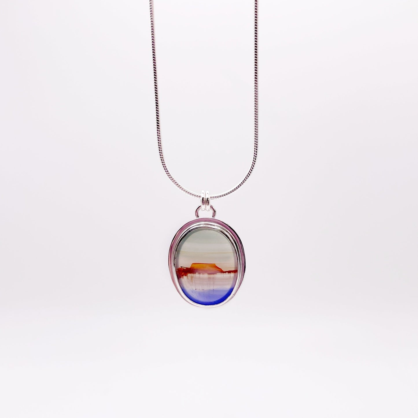 Landscape Agate Pendant Necklace No. 02