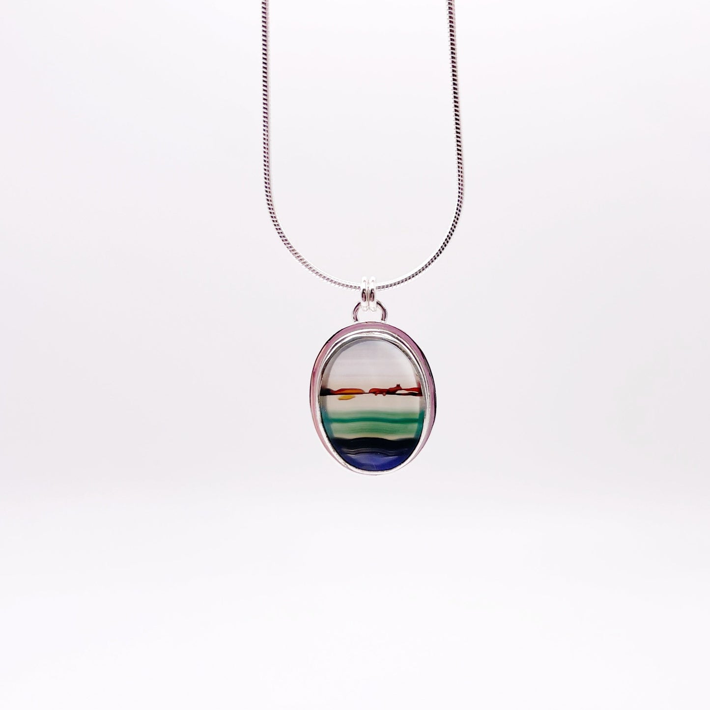 Landscape Agate Pendant Necklace No. 01