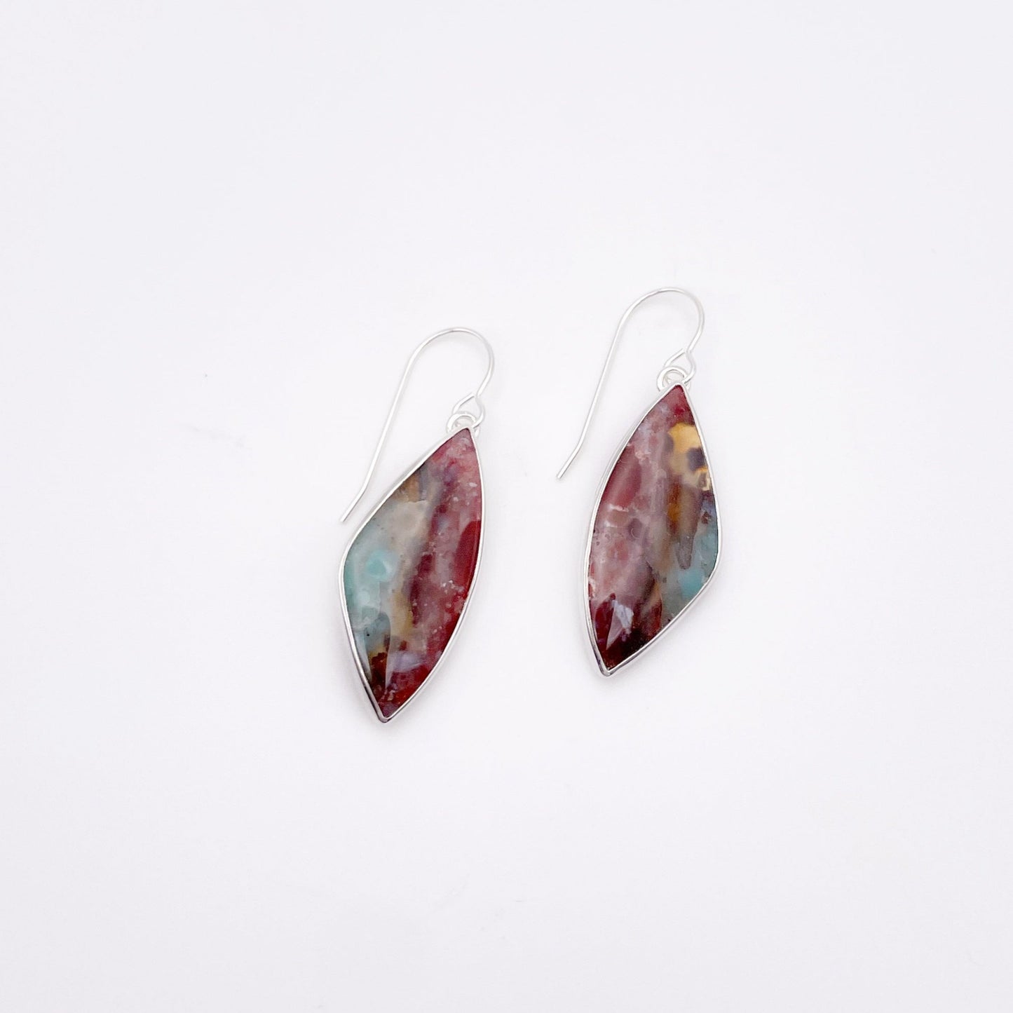 Blue Opalized Petrified Wood Dangle Earring No. 07