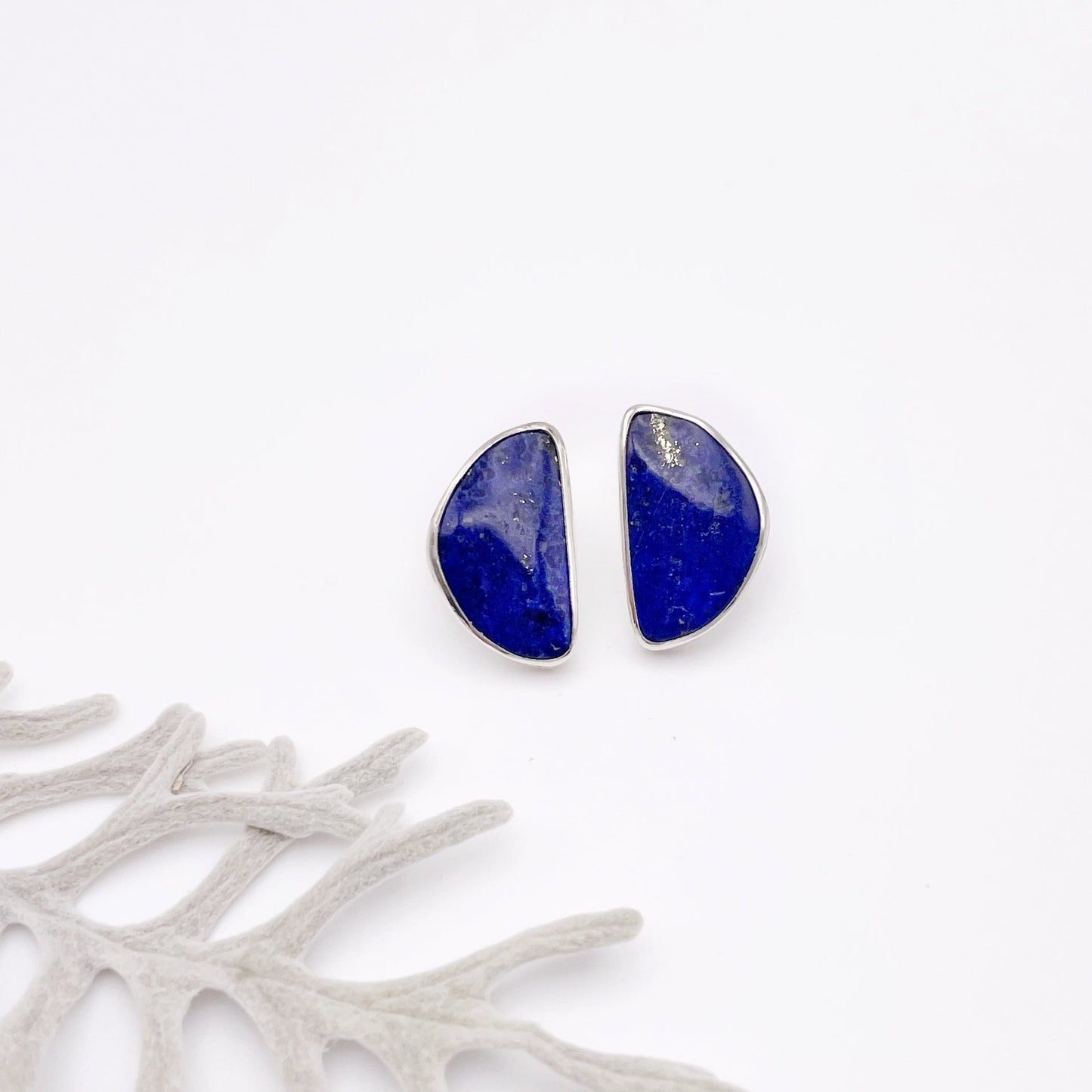 Lapis Lazuli Blue Moon Stud Earring