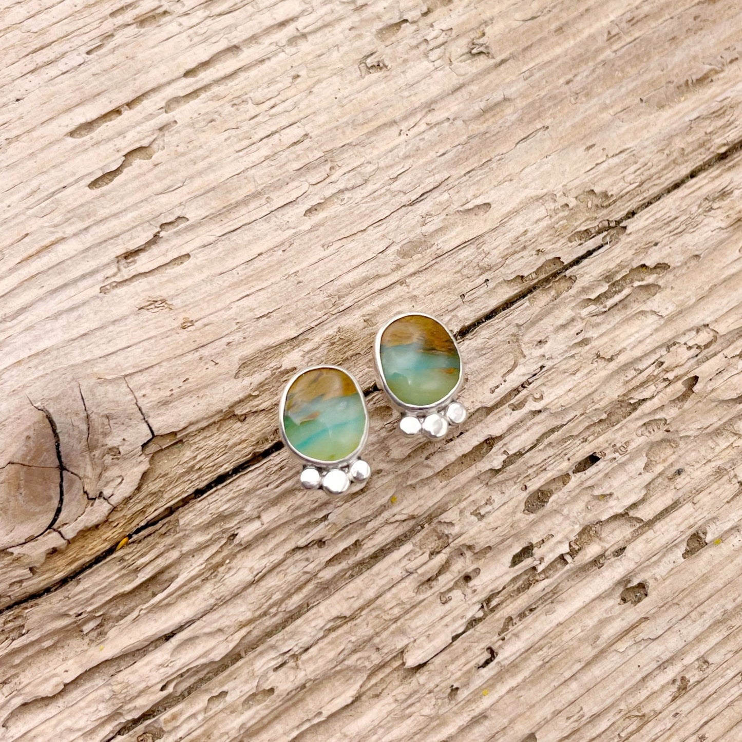 Peruvian Opal Stud Earring No. 06