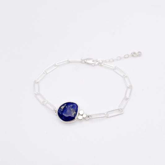 Lapis Lazuli Paperclip Bracelet No. 01