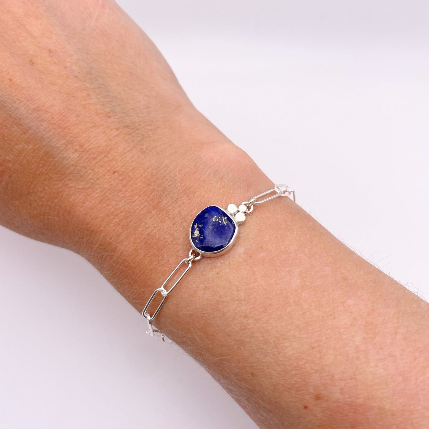 Lapis Lazuli Paperclip Bracelet No. 01