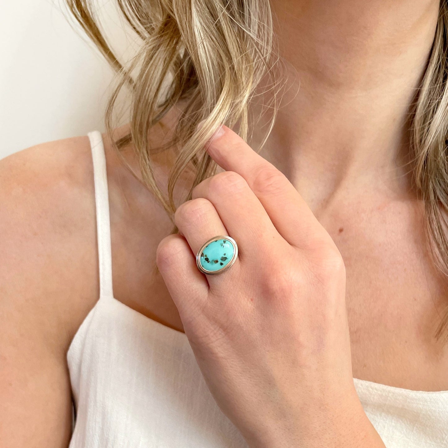 Royston Turquoise Oval Ring | Size 5.5