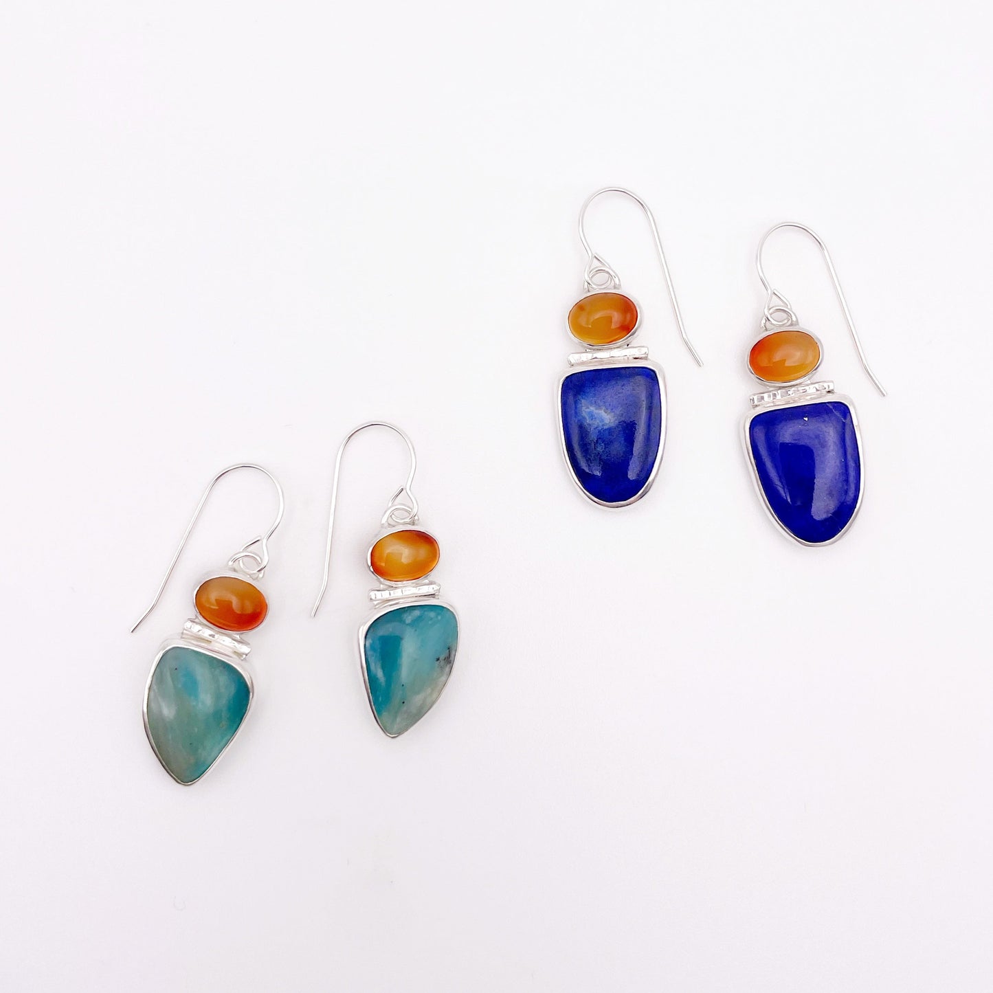 Peruvian Opal & Carnelian Duo Dangle Earring