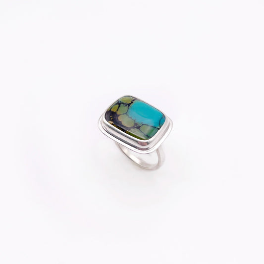 Horizontal Turquoise Rectangle Ring | Size 8