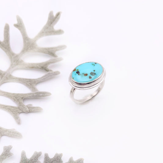 Royston Turquoise Oval Ring | Size 5.5