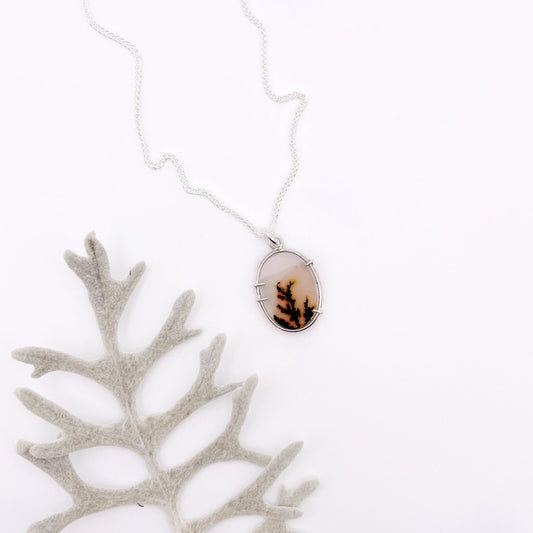 Dendritic Agate Prong Pendant No. 1
