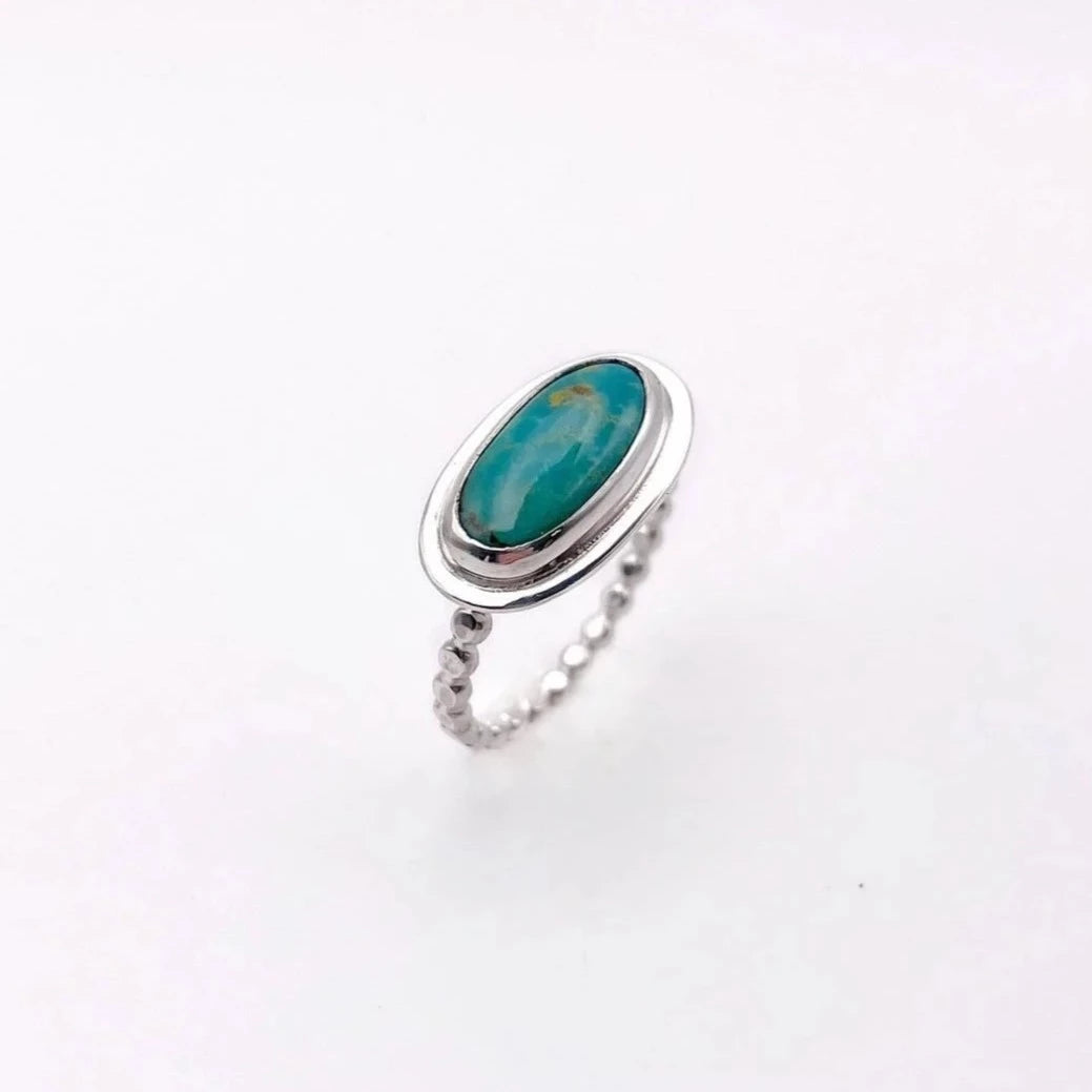 Variscite Horizontal Oval Ring | Size 6.5