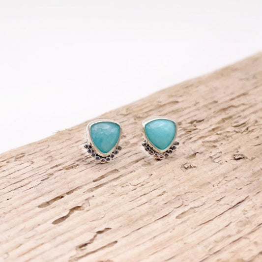 Amazonite Triangle Dottie Stud