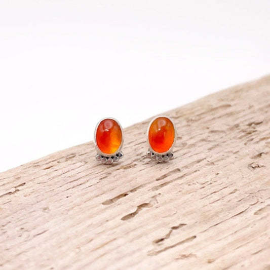 Carnelian Oval Dottie Stud