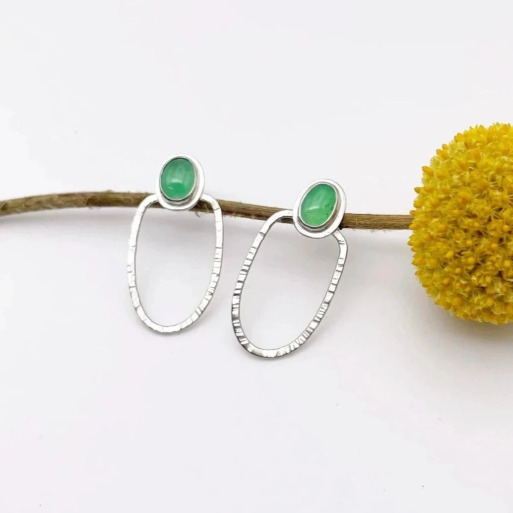 Chrysoprase Hoop Stud Earring