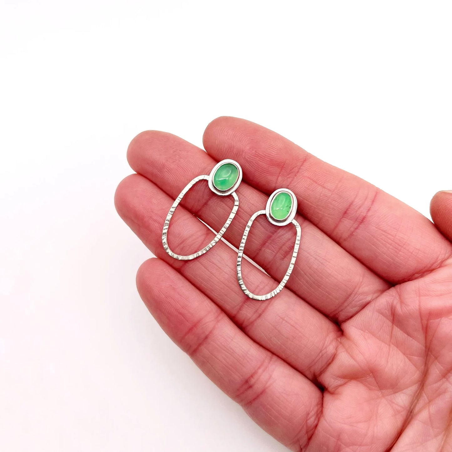 Chrysoprase Hoop Stud Earring