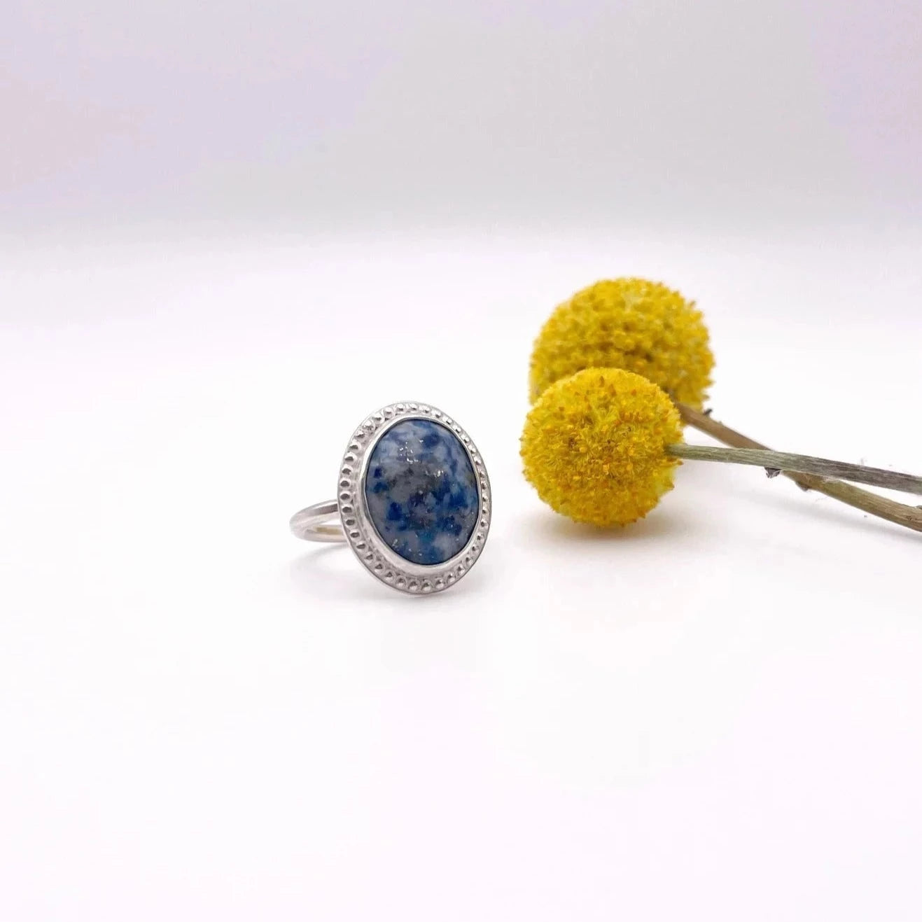 Denim Lapis Lazuli Oval Statement Ring #1 | Size 6.5