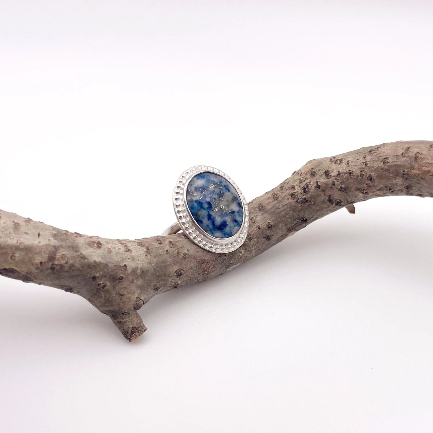 Denim Lapis Lazuli Oval Statement Ring #1 | Size 6.5