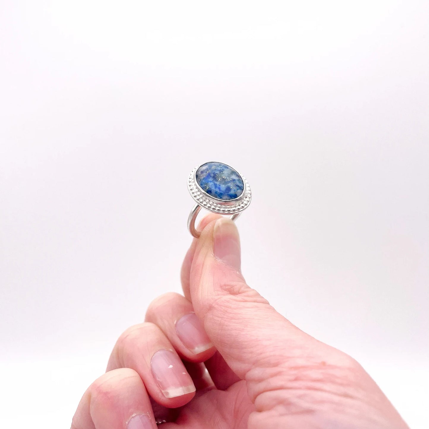 Denim Lapis Lazuli Oval Statement Ring #1 | Size 6.5