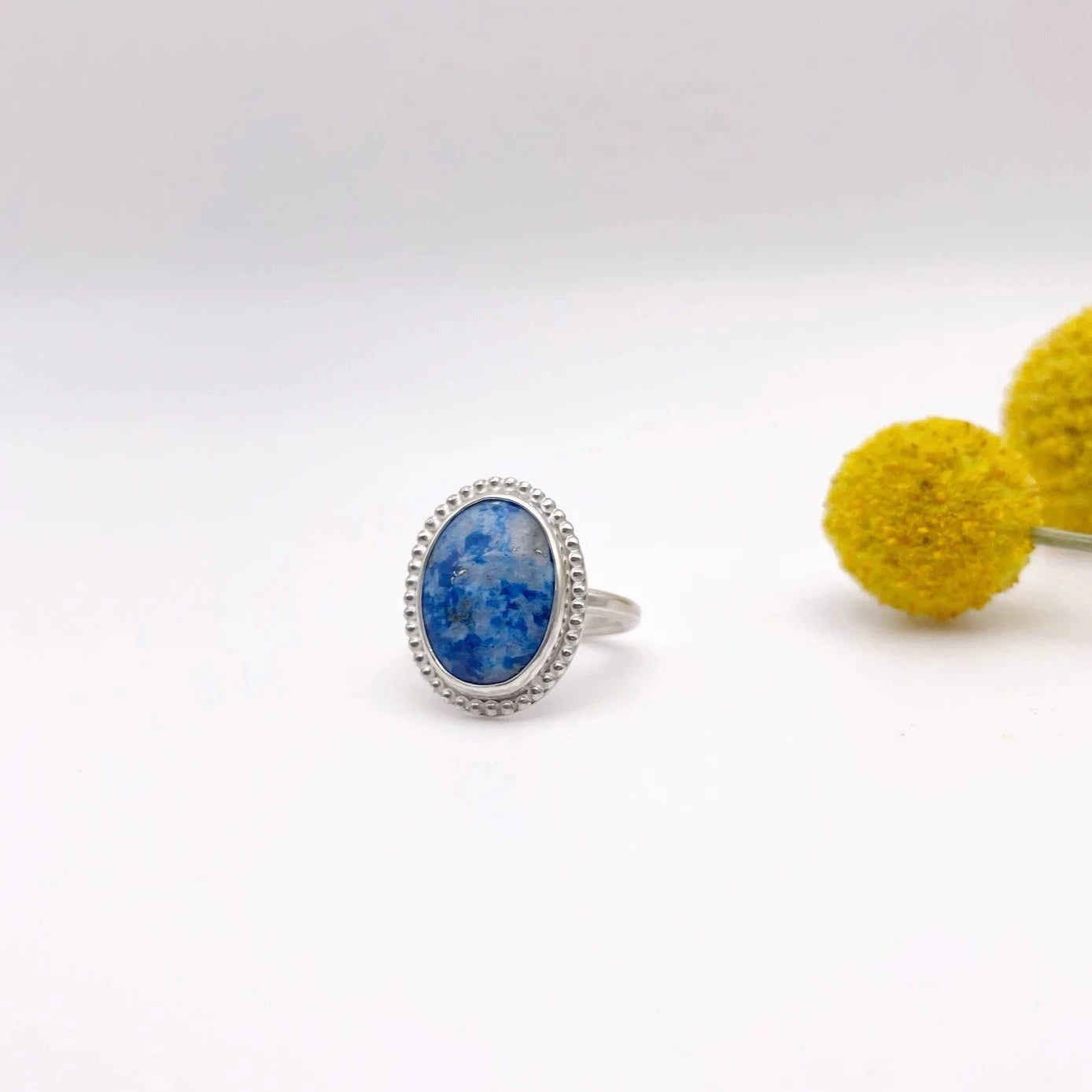 Denim Lapis Lazuli Oval Statement Ring #2 | Size 5.75