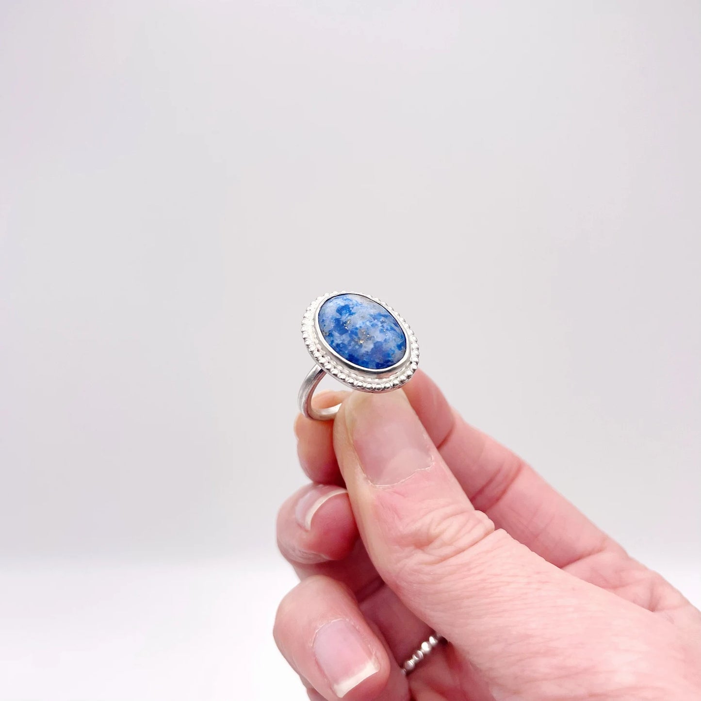 Denim Lapis Lazuli Oval Statement Ring #2 | Size 5.75