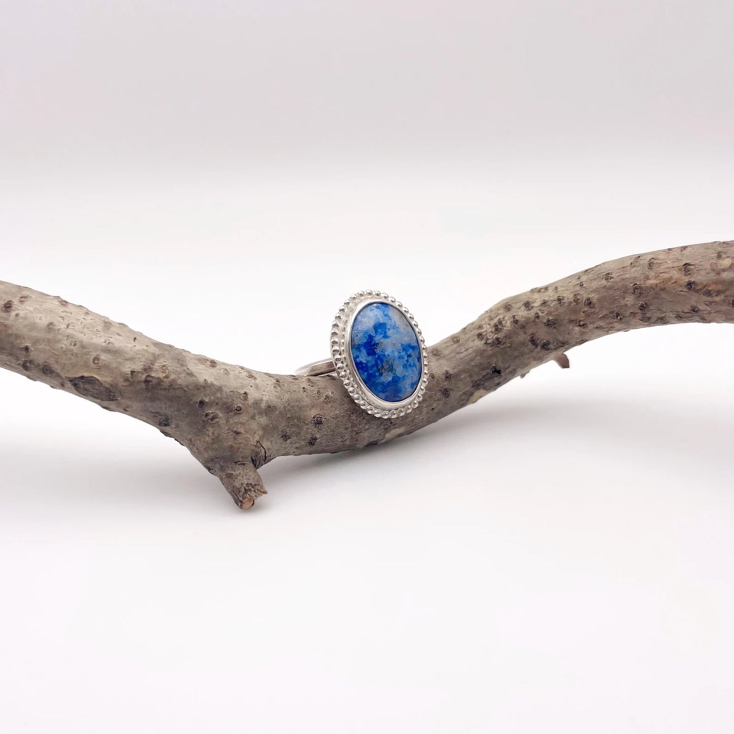 Denim Lapis Lazuli Oval Statement Ring #2 | Size 5.75