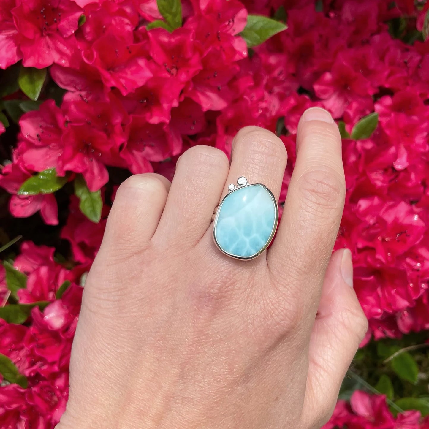 Freeform Larimar Ring | Size 8